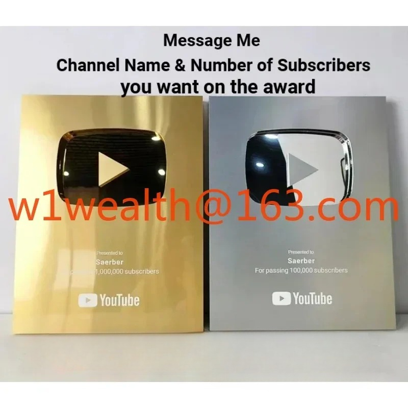 Esports Gaming Trophy - รางวัล YouTube แบบกําหนดเอง ชื่อที่กําหนดเองสีทอง ป้ายรางวัลปุ่มเล่น YouTube