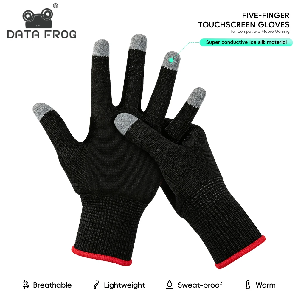 Esports Gaming Gloves - ถุงมือเล่นเกมมือถือ Data Frog สำหรับอีสปอร์ตระดับมืออาชีพ, ปลอกนิ้วหน้าจอสัมผัสความไวสูง, ระบายอากาศได้ดีและกันลื่น
