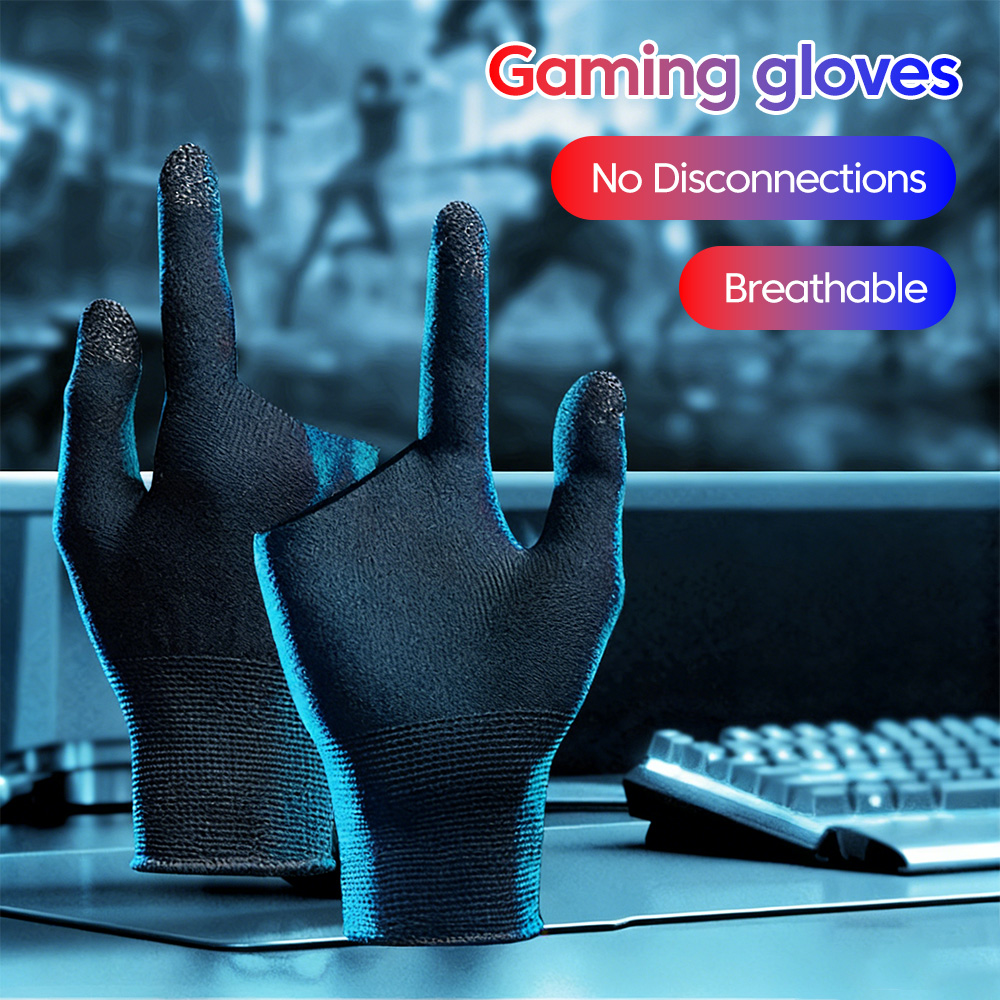 Esports Gaming Gloves - ถุงมือเล่นเกมอีสปอร์ตแบบไม่ลื่น 24 เข็ม ใยเงิน บางเฉียบ ทนเหงื่อ