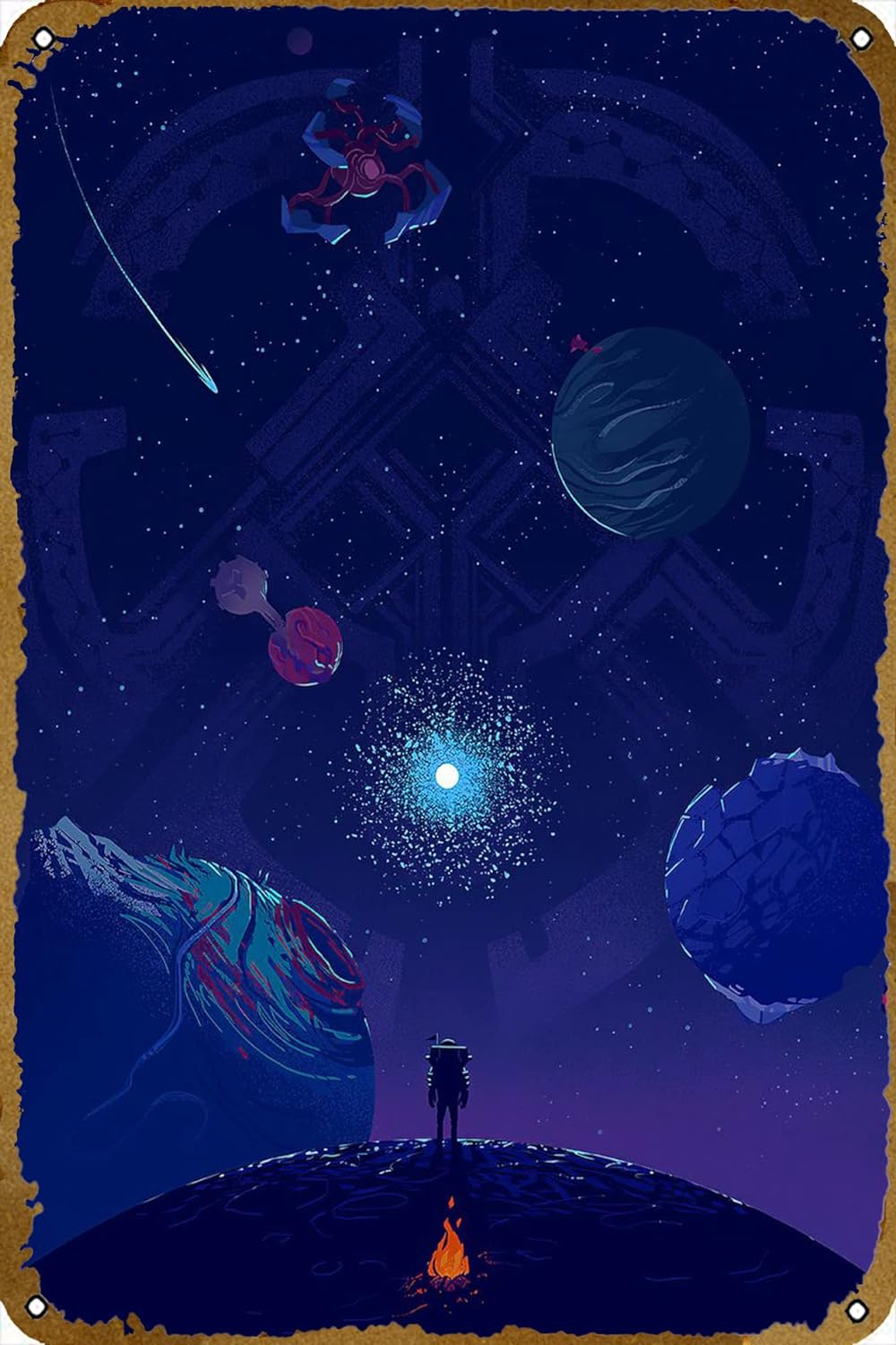 Video Gaming & Esports Usd Acc - โปสเตอร์เกมวิดีโอ Outer Wilds ป้ายโลหะตกแต่งผนังสุดเท่ ของขวัญสำหรับเกมเมอร์ ขนาด