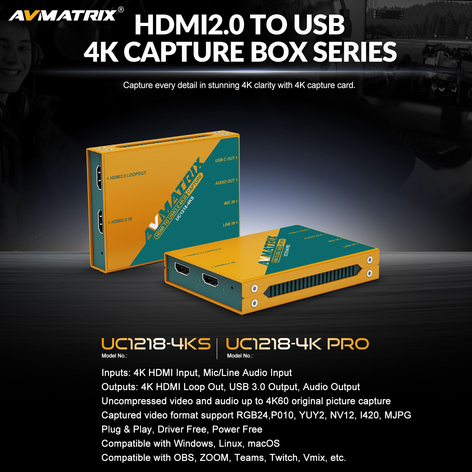 AVMATRIX 4K USB3.0 การ์ดจับภาพ - Video Gaming & Esports Usd Acc บทวิจารณ์และราคา